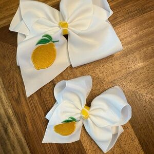 White Lemon Hair Bows for Kids